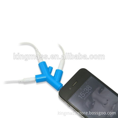 OEM branch shape headphone music 3 way splitter